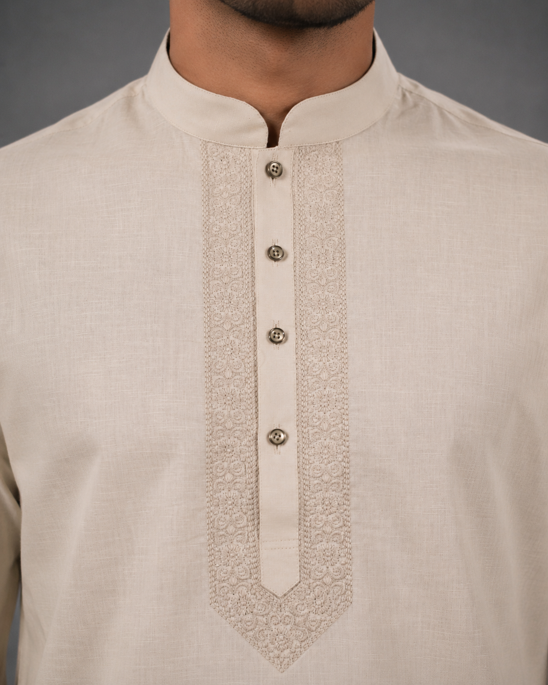 Men’s Cream Linen Kurta Pyjama Set