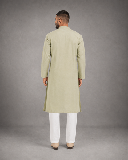 Men’s Light Green Linen Kurta Pyjama Set