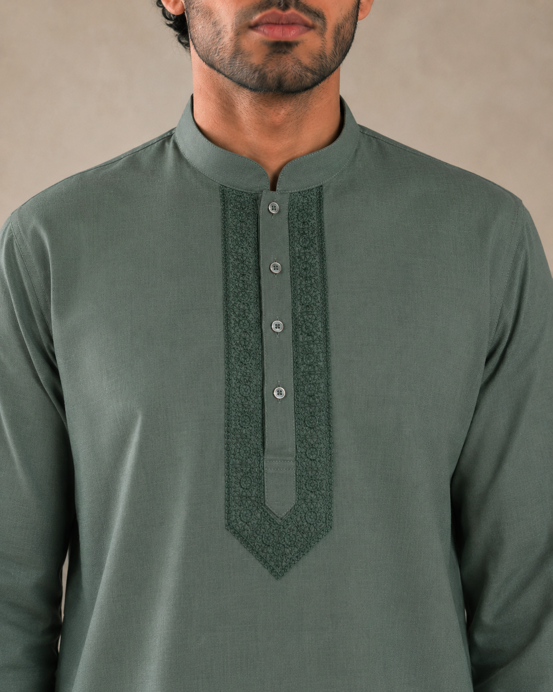 Men’s Sage Green Linen Kurta Pyjama Set