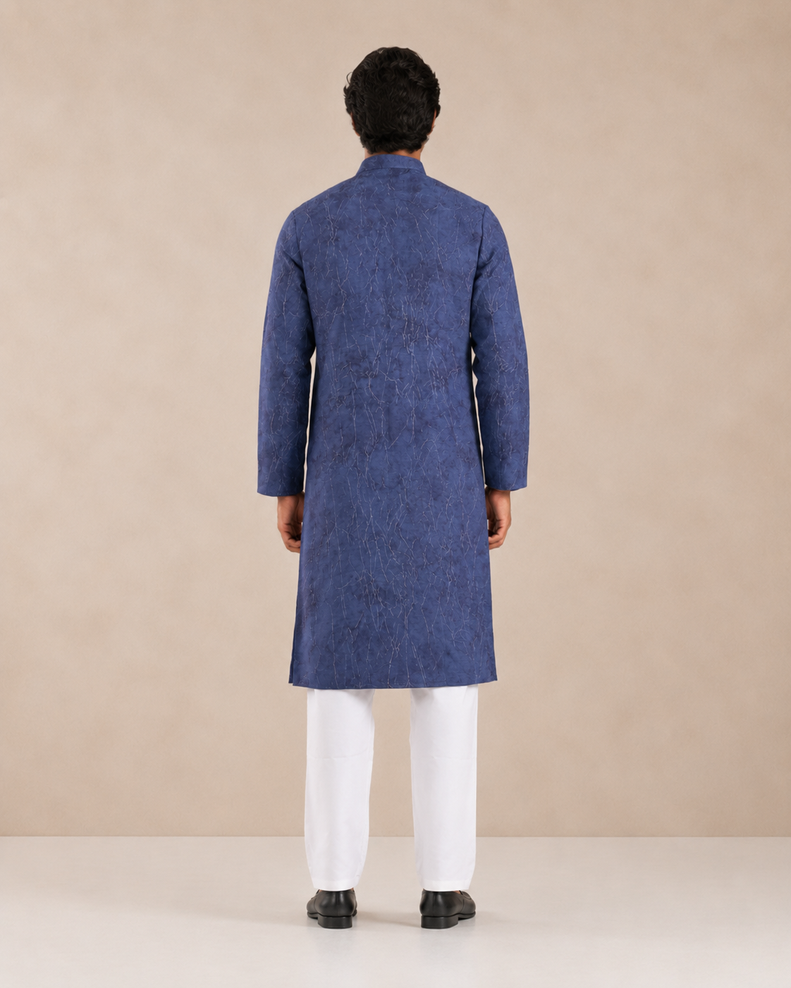 Slate Blue Vintage Crush Kurta Pyjama Set for Men