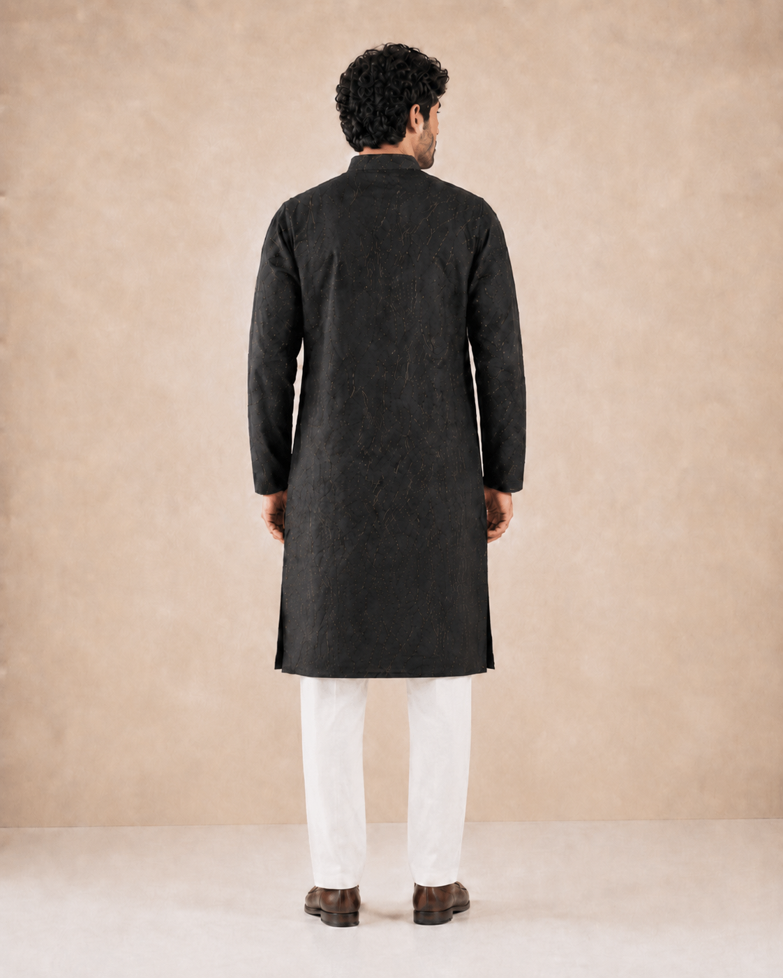 Men's Black Vintage Crush Kurta Pyjama Set