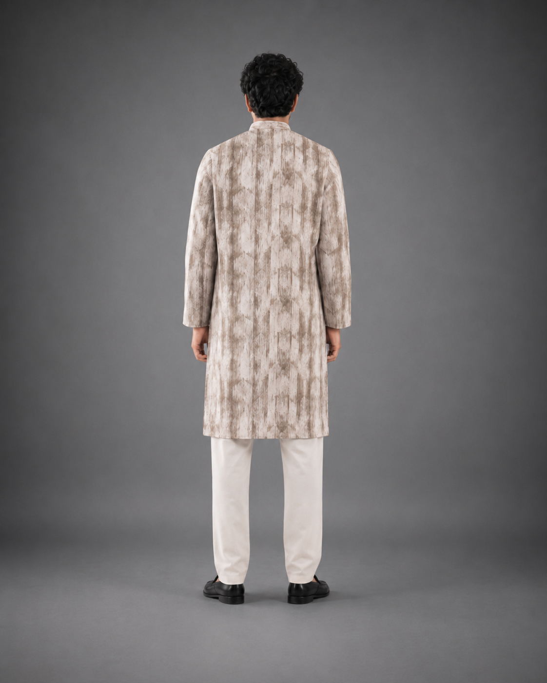 Men's Cream and Brown Vintage Crush Classic Kurta Pyjama Set