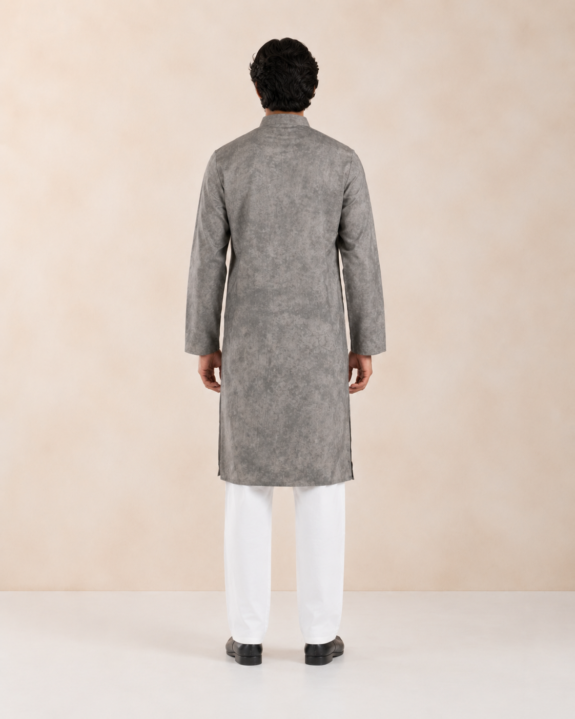Men's Grey Vintage Crush Kurta Pyjama Set