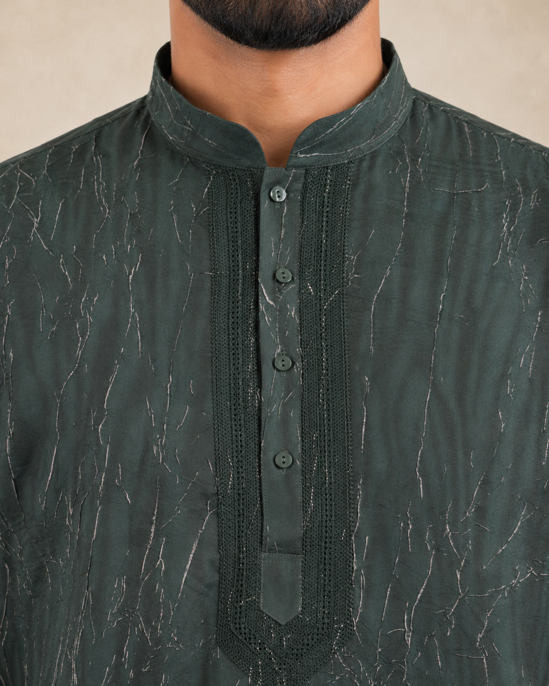 Men's Dark Green Vintage Crush Classic Kurta Pyjama Set