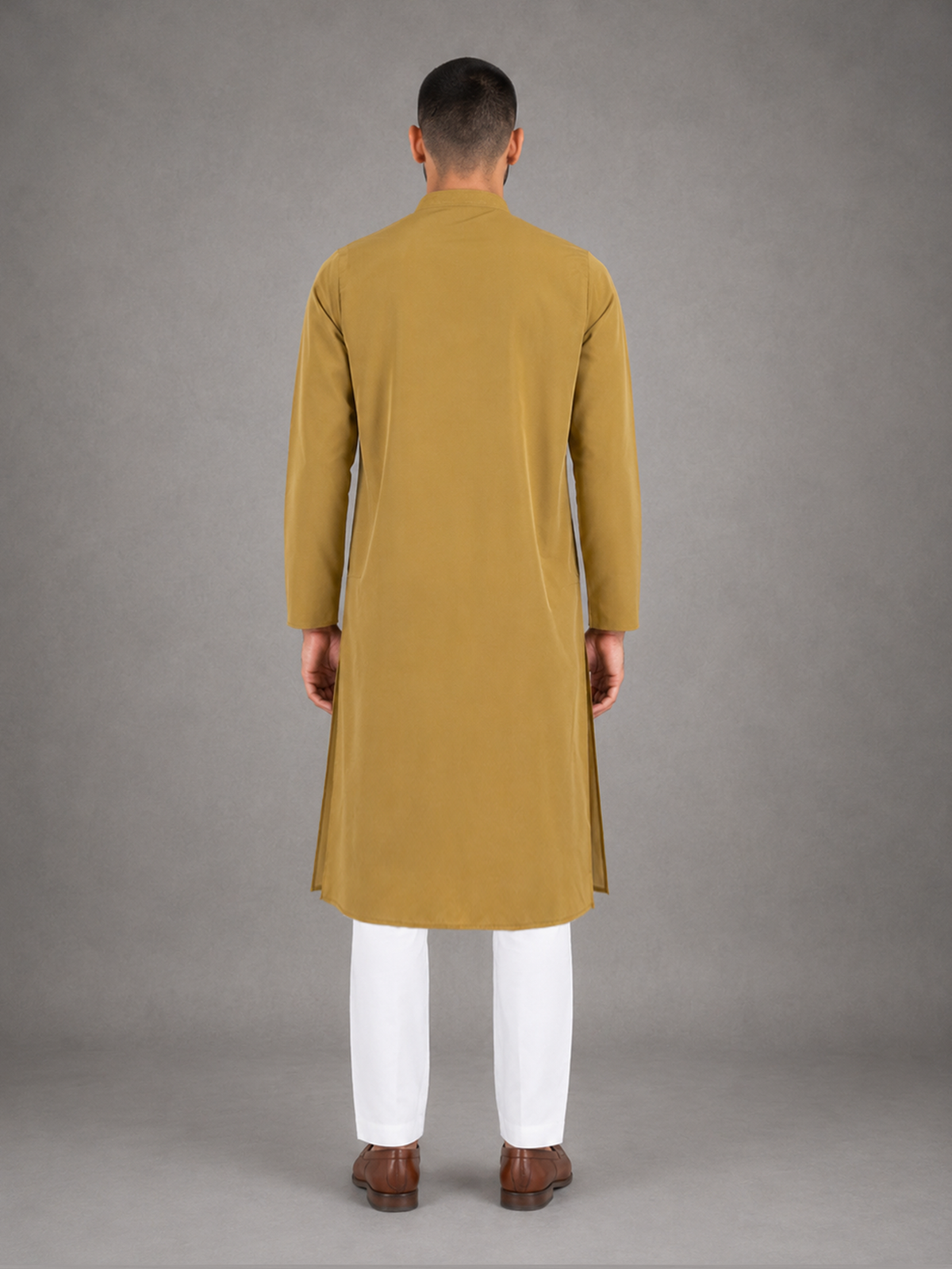 Men’s Mustard Yellow Textured Kurta Pyjama Set