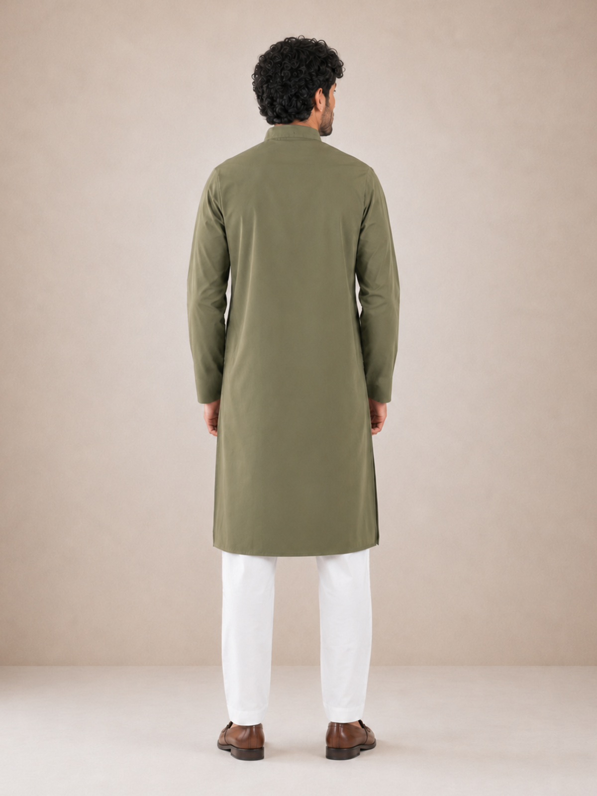 Men’s Olive Green Textured Kurta Pyjama Set