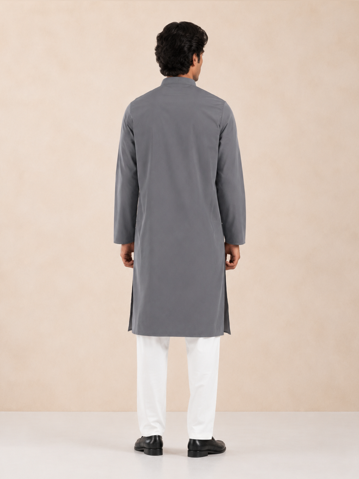Men’s Grey Textured Kurta Pyjama Set