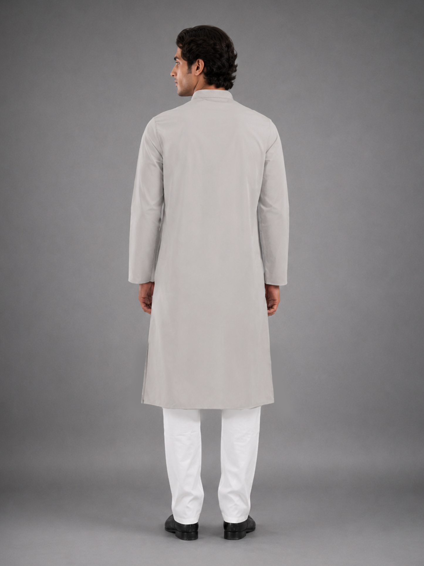 Men’s Light Grey Textured Kurta Pyjama Set