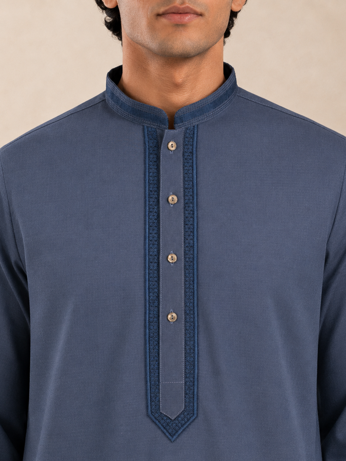 Men’s Slate Blue Textured Kurta Pyjama Set