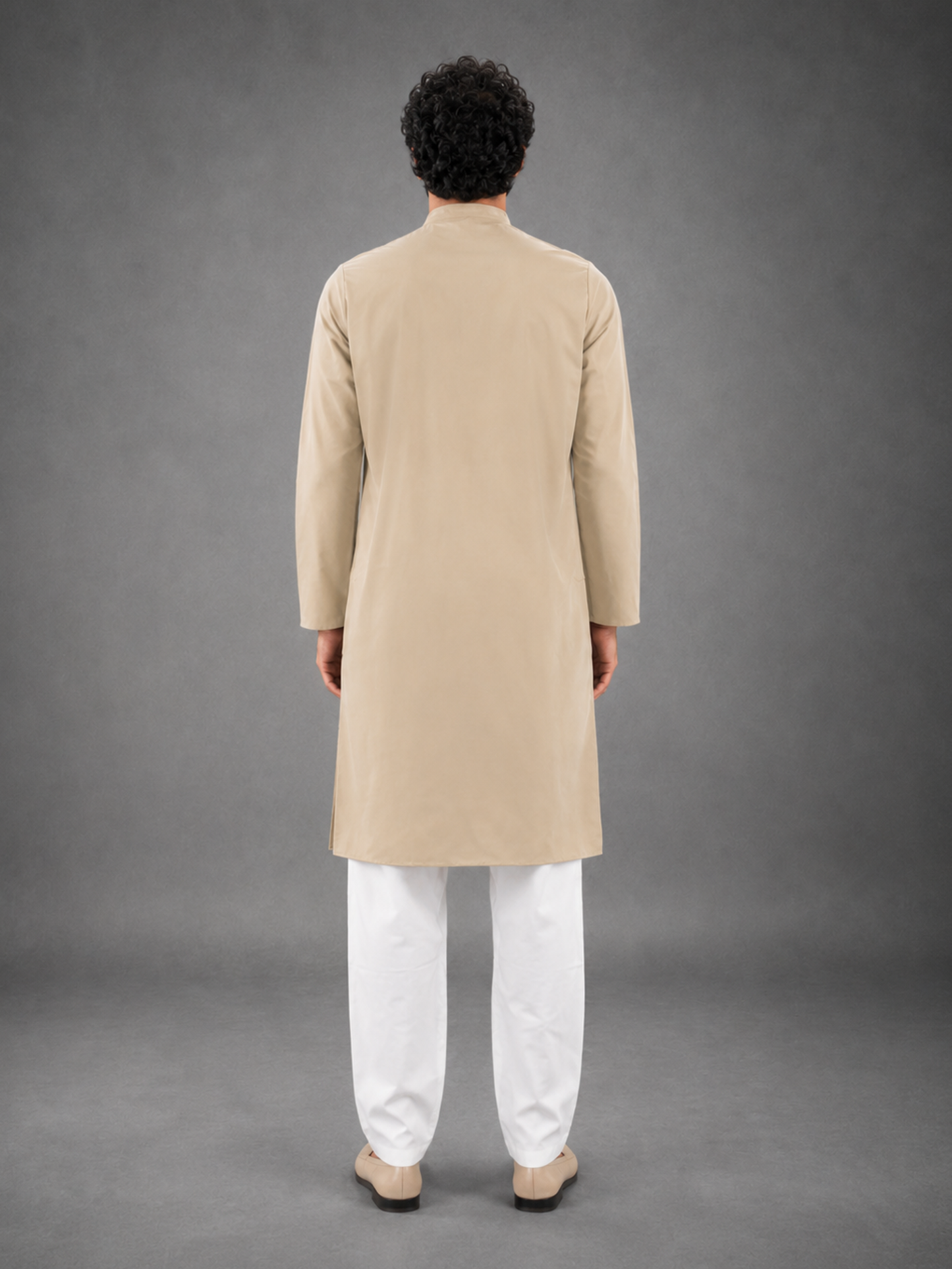 Men’s Beige Textured Kurta Pyjama Set