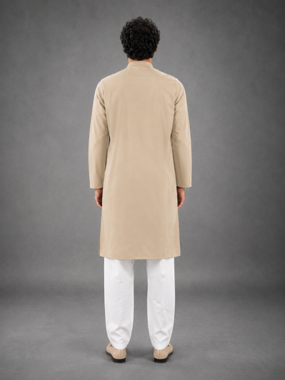 Men’s Beige Textured Kurta Pyjama Set