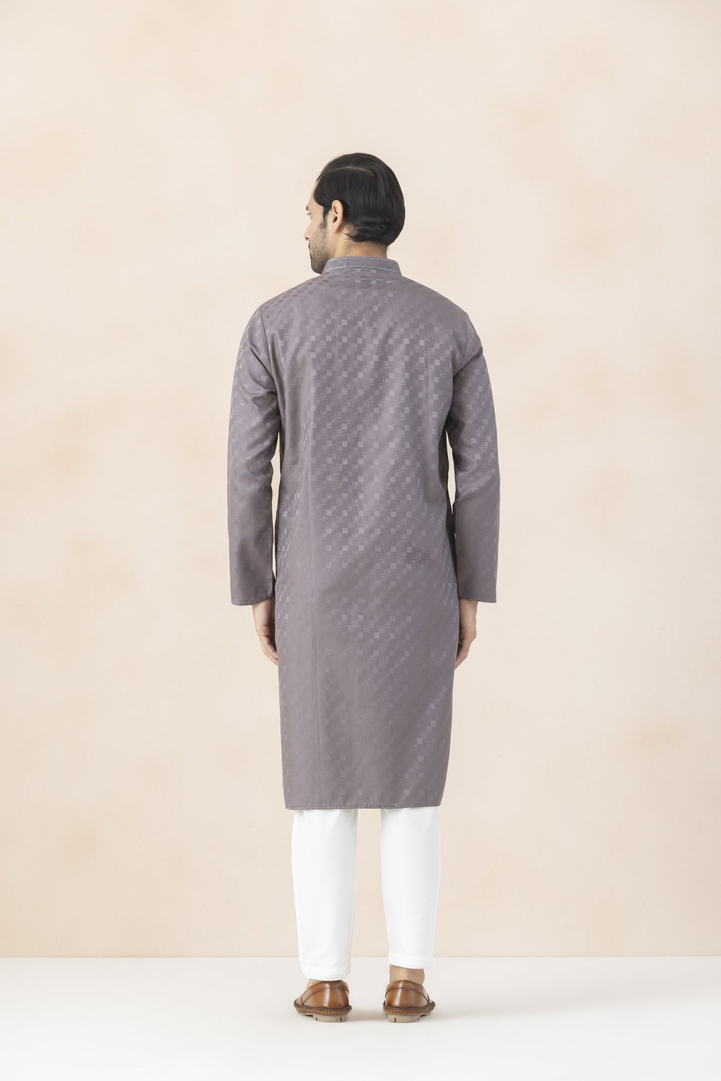 Mauve grey kurta pyjama for men
