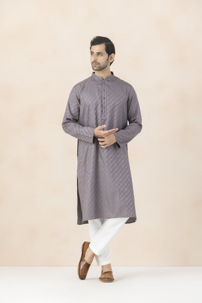 Mauve grey kurta pyjama for men