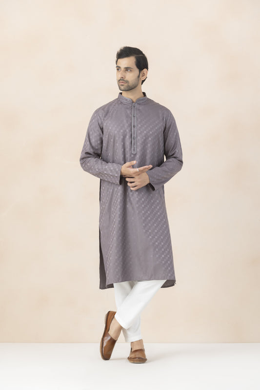 Mauve grey kurta pyjama for men