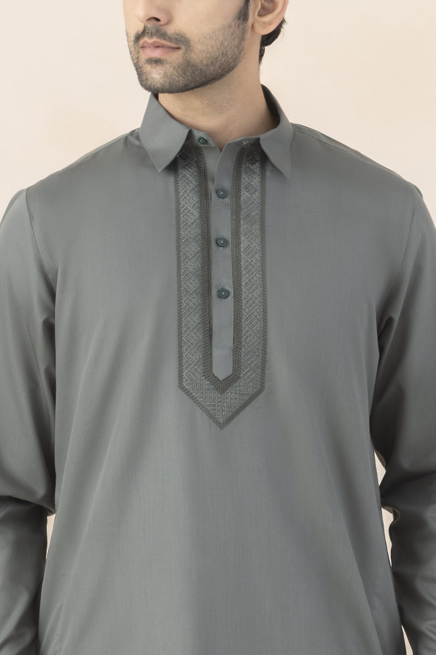 Muted sage grey pathani set for men