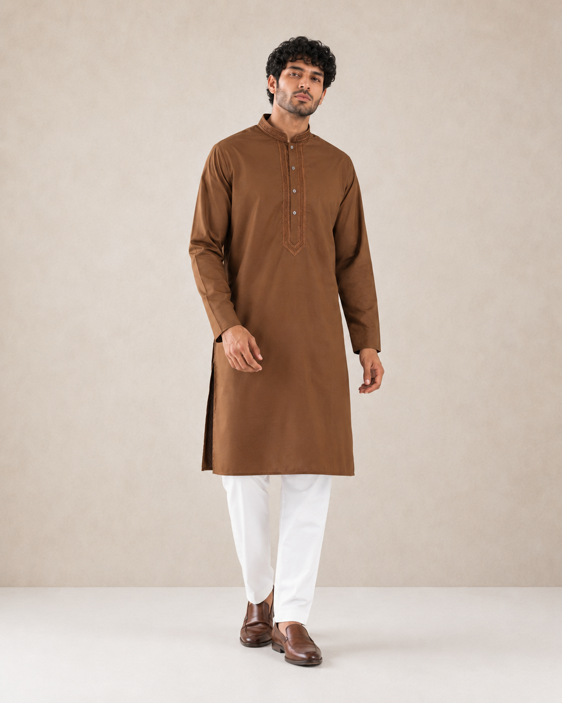Men’s Brown Kurta Pyjama Set