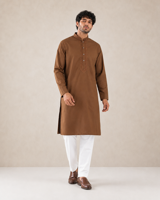 Men’s Brown Kurta Pyjama Set
