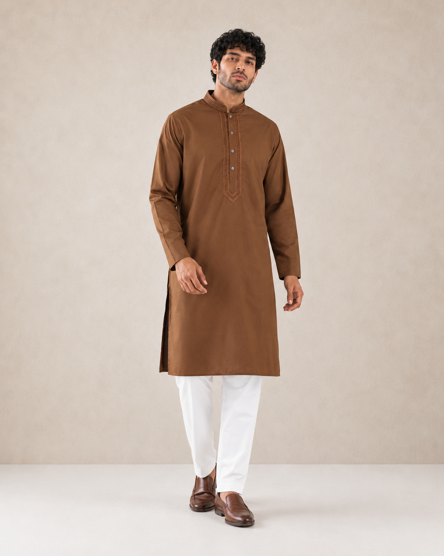 Men’s Brown Kurta Pyjama Set