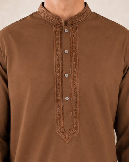 Men’s Brown Kurta Pyjama Set