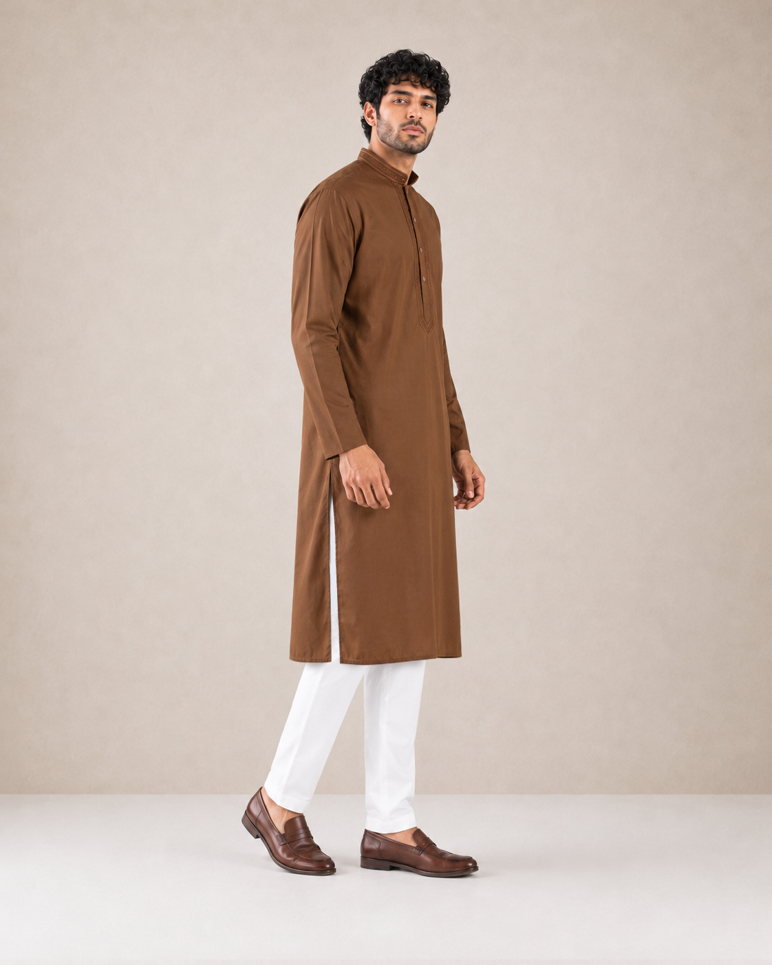 Men’s Brown Kurta Pyjama Set