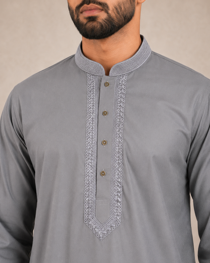 Men’s Grey Kurta Pyjama Set