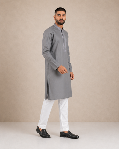 Men’s Grey Kurta Pyjama Set