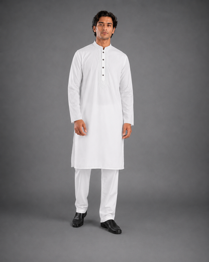 Men’s White Classic Kurta Pyjama Set