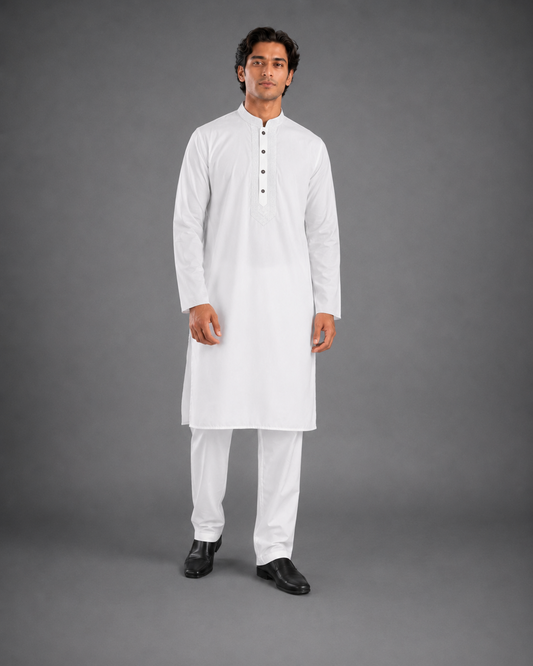 Men’s White Classic Kurta Pyjama Set